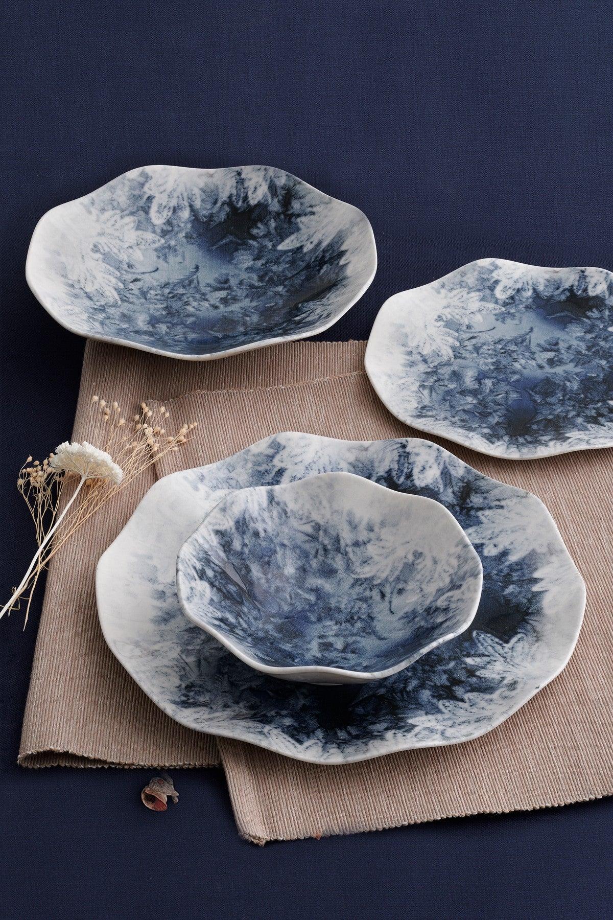 Serviciu de masa, Set 24 piese pentru cina, Portelan, Albastru, 29x28x36 cm