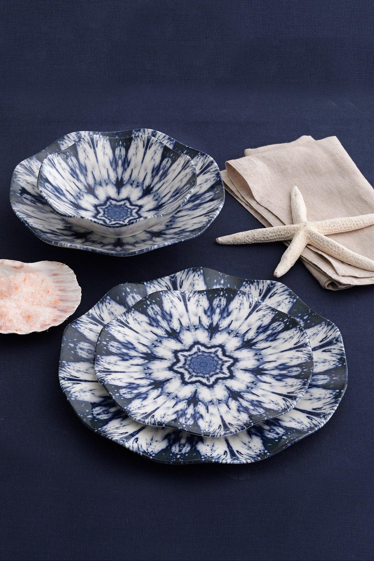 Serviciu de masa, Set 24 piese pentru cina, Portelan, Albastru, 29x28x36 cm