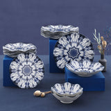Serviciu de masa, Set 24 piese pentru cina, Portelan, Albastru, 29x28x36 cm