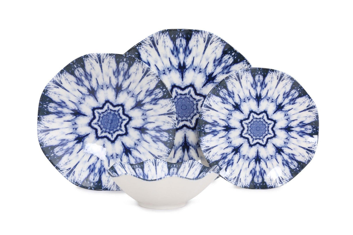 Serviciu de masa, Set 24 piese pentru cina, Portelan, Albastru, 29x28x36 cm