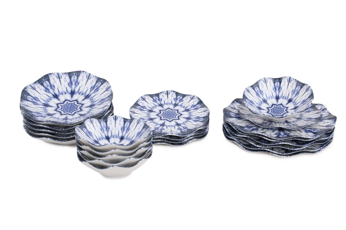 Serviciu de masa, Set 24 piese pentru cina, Portelan, Albastru, 29x28x36 cm