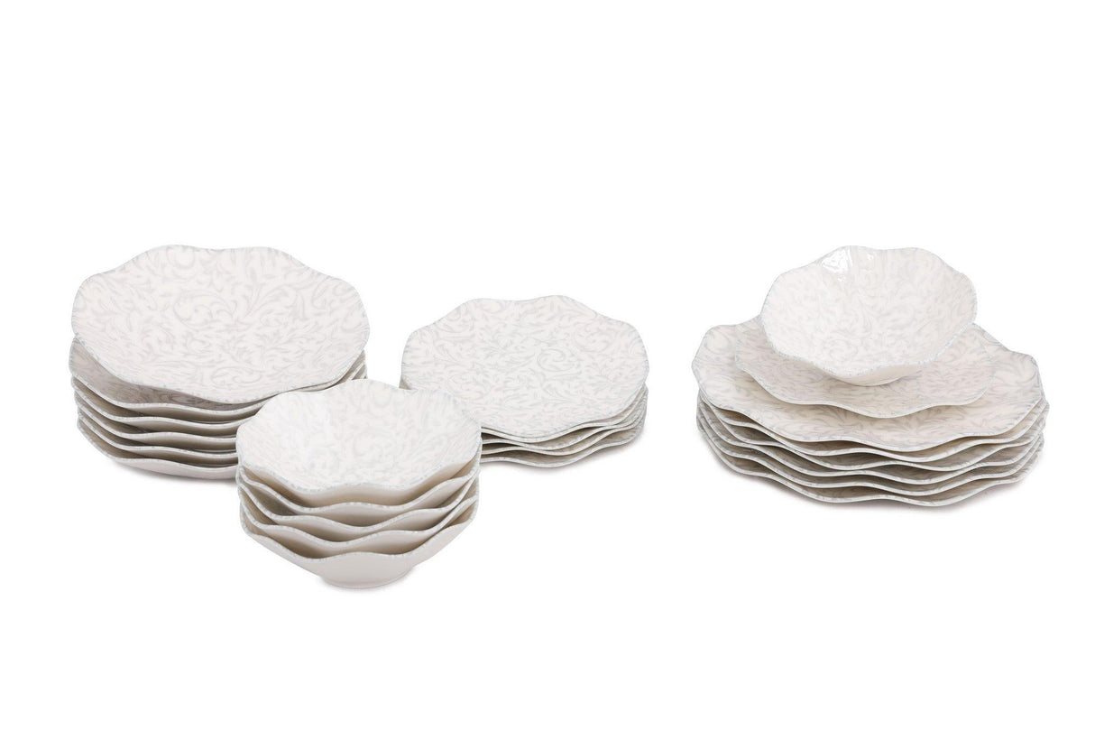 Serviciu de masa, Set 24 piese pentru cina, Portelan, Gri, 29x28x36 cm