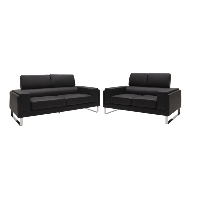 Set 2 canapele cu 2 locuri Shea, Negru, 198x80x87 cm