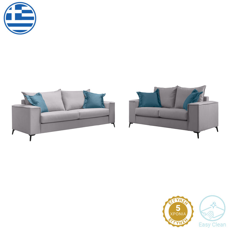 Set 2 canapele cu 2 locuri Verona x2, Gri deschis, 225x93x100 cm