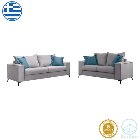 Set 2 canapele cu 2 locuri Verona x2, Gri deschis, 225x93x100 cm