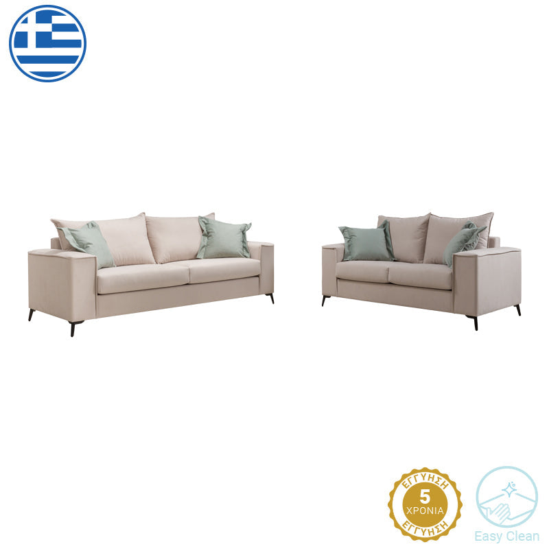 Set 2 canapele cu 2 locuri Verona x2, Verde deschis, 225x93x100 cm