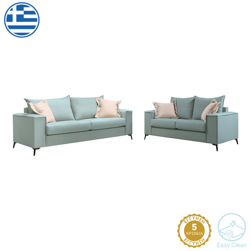 Set 2 canapele cu 2 locuri Verona x2, Verde deschis, 225x93x100 cm