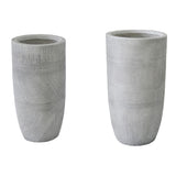 Set 2 Ghivece Ceramice Negani, Gri Deschis, Ceramică, Compacte - Transformă-ți casa cu stil!, 34x34x63 cm