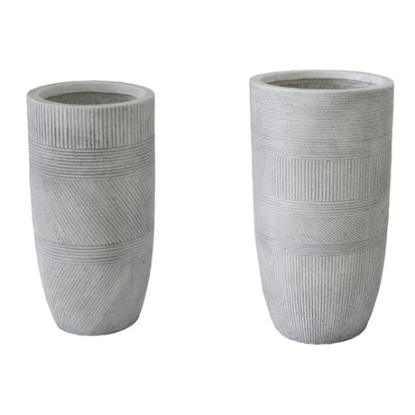 Set 2 Ghivece Ceramice Negani, Gri Deschis, Ceramică, Compacte - Transformă-ți casa cu stil!, 34x34x63 cm