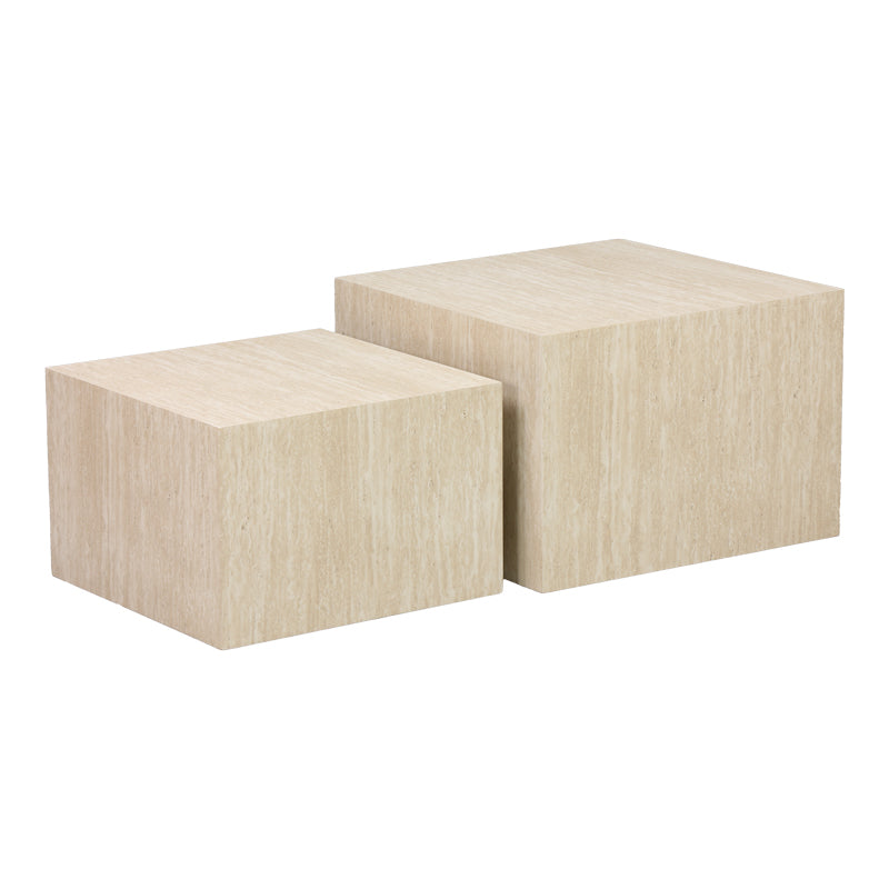 Set 2 masute de cafea Coffina din MDF, efect travertin, 58x58x40 cm