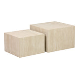 Set 2 masute de cafea Coffina din MDF, efect travertin, 58x58x40 cm