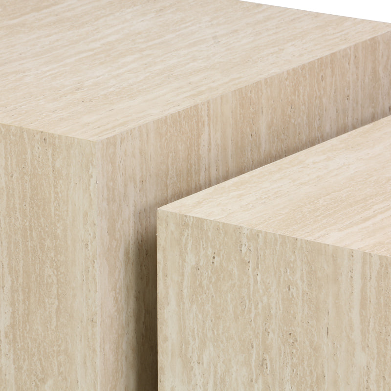 Set 2 masute de cafea Coffina din MDF, efect travertin, 58x58x40 cm