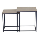 Set 2 masute de cafea din MDF, efect marmura neagra, cadru metalic, negru, 40x40x50 cm