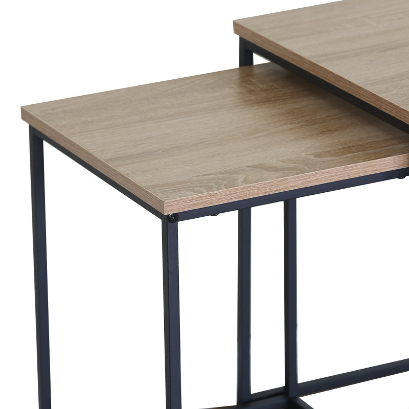 Set 2 masute de cafea din MDF, efect marmura neagra, cadru metalic negru, vedere laterală, MDF, metal, pentru living