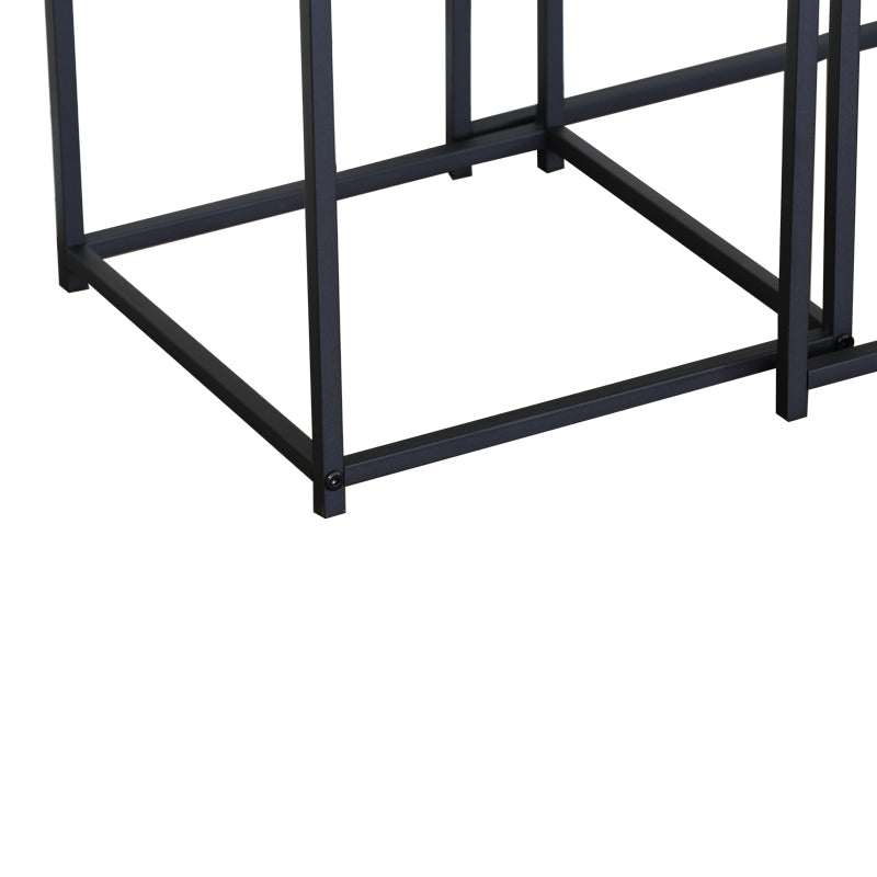 Set 2 masute de cafea din MDF, efect marmura neagra, cadru metalic negru, detaliu finisaj, MDF, metal, pentru living
