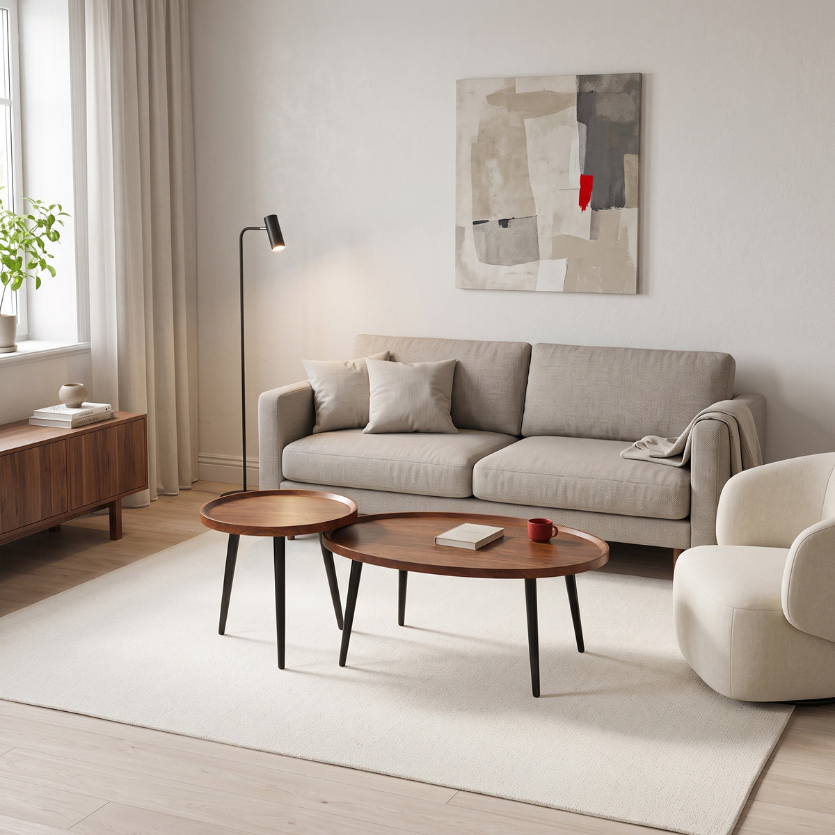 Set 2 măsuțe de cafea Jeda, Nuc, 100x60x42 cm