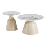 Set 2 măsuțe de cafea Sculpt, Bej, 70x70x38 cm