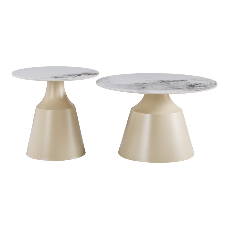 Set 2 măsuțe de cafea Sculpt, Bej, 70x70x38 cm