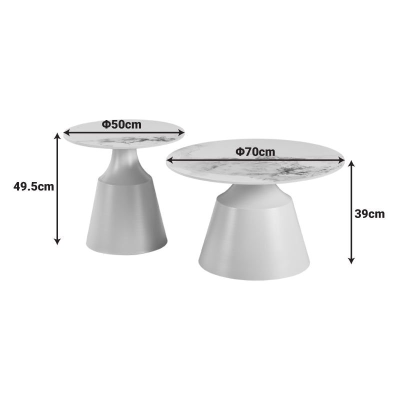 Set 2 măsuțe de cafea Sculpt, Bej, 70x70x38 cm