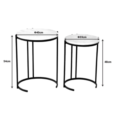 Set 2 masute laterale Luxere, Negru, 40x40x54 cm