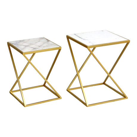 Set 2 masute laterale Zoliene, Auriu, 40x40x53 cm