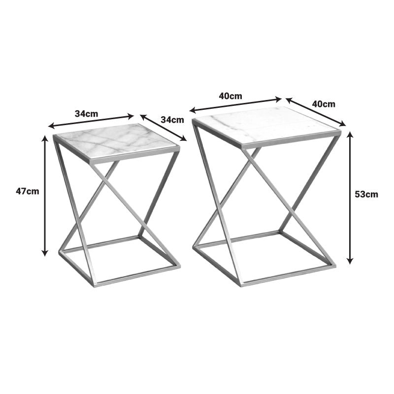 Set 2 masute laterale Zoliene, Auriu, 40x40x53 cm