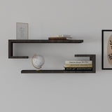 Set 2 rafturi de perete Eldo, Negru, 60x19x15 cm