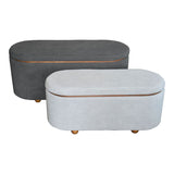 Set 2 tabureti cu spatiu depozitare Tara, Gri deschis, 110x45x48 cm