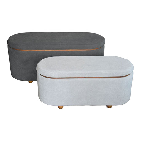 Set 2 tabureti cu spatiu depozitare Tara, Gri deschis, 110x45x48 cm