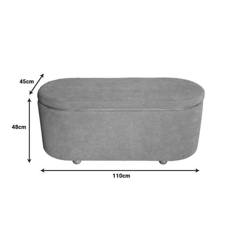 Set 2 tabureti cu spatiu depozitare Tara, Gri deschis, 110x45x48 cm