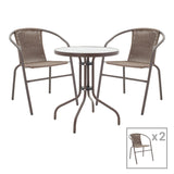 Set 3 buc masa si scaune de gradina Obbi-Watson, Maro, 60x60x70 cm