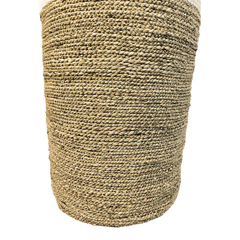 Set 3 Coșuri Decorative Fesia, Seagrass, Culori Naturale-Alb, Variate, 38x38x60 cm, detaliu produs
