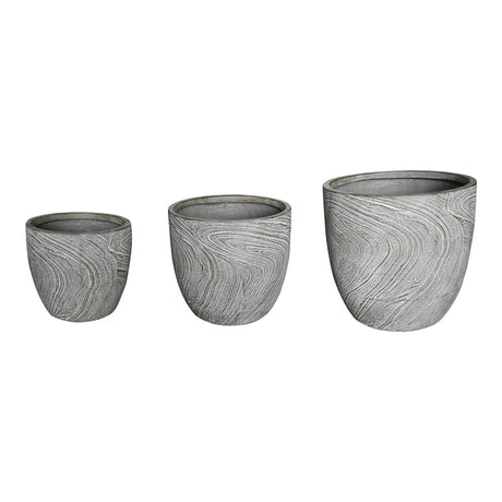 Set 3 ghivece decorative Anthea, design antic, ceramică, pentru o notă vintage în grădina ta, gri antic, 45x45x44 cm
