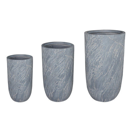 Set 3 ghivece decorative ceramice Anteria, ceramica, variate, gri, 44x44x79 cm