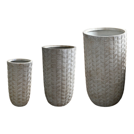 Set 3 ghivece decorative ceramice Kallena, Gri-Bej, Ceramică, variabile, 45x45x78 cm