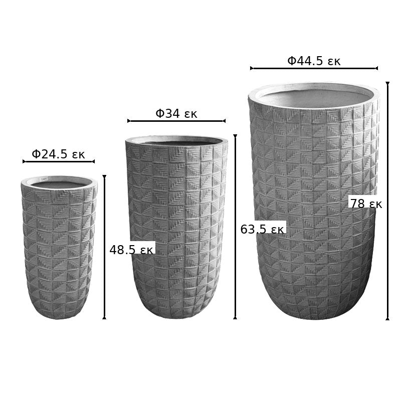 Set 3 ghivece decorative ceramice Kallena, Gri-Bej, Ceramică, variabile, 45x45x78 cm