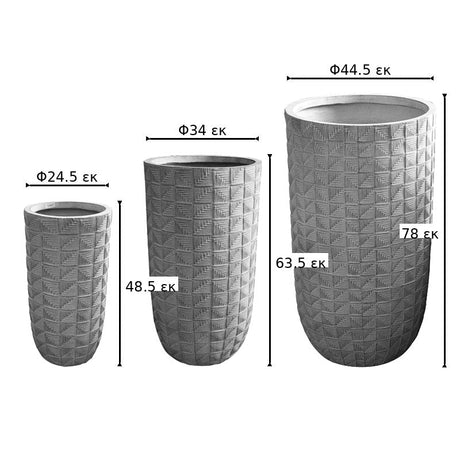 Set 3 ghivece decorative ceramice Kallena, Gri-Bej, Ceramică, variabile, 45x45x78 cm