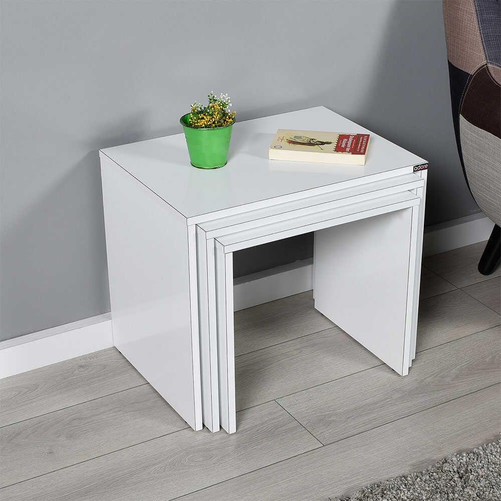 Set 3 Masute Cafea Zigon SHP-103-PP-1 Home Collection®, 55x47x40 cm - Alb | SKU: SHP-103-PP-1, SHP-103-YY-1, SHP-103-UU-1, SHP-103-HH-1, SHP-103-OO-1, SHP-103-TT-1, SHP-103-KK-1, SHP-103-FF-1