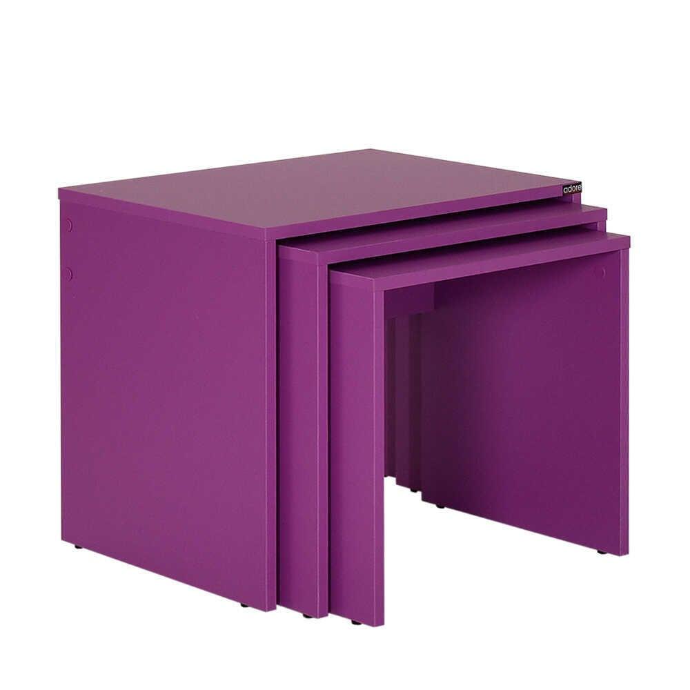 Set 3 Masute Cafea Zigon SHP-103-PP-1 Home Collection®, 55x47x40 cm - Mov | SKU: SHP-103-PP-1, SHP-103-YY-1, SHP-103-UU-1, SHP-103-HH-1, SHP-103-OO-1, SHP-103-TT-1, SHP-103-KK-1, SHP-103-FF-1