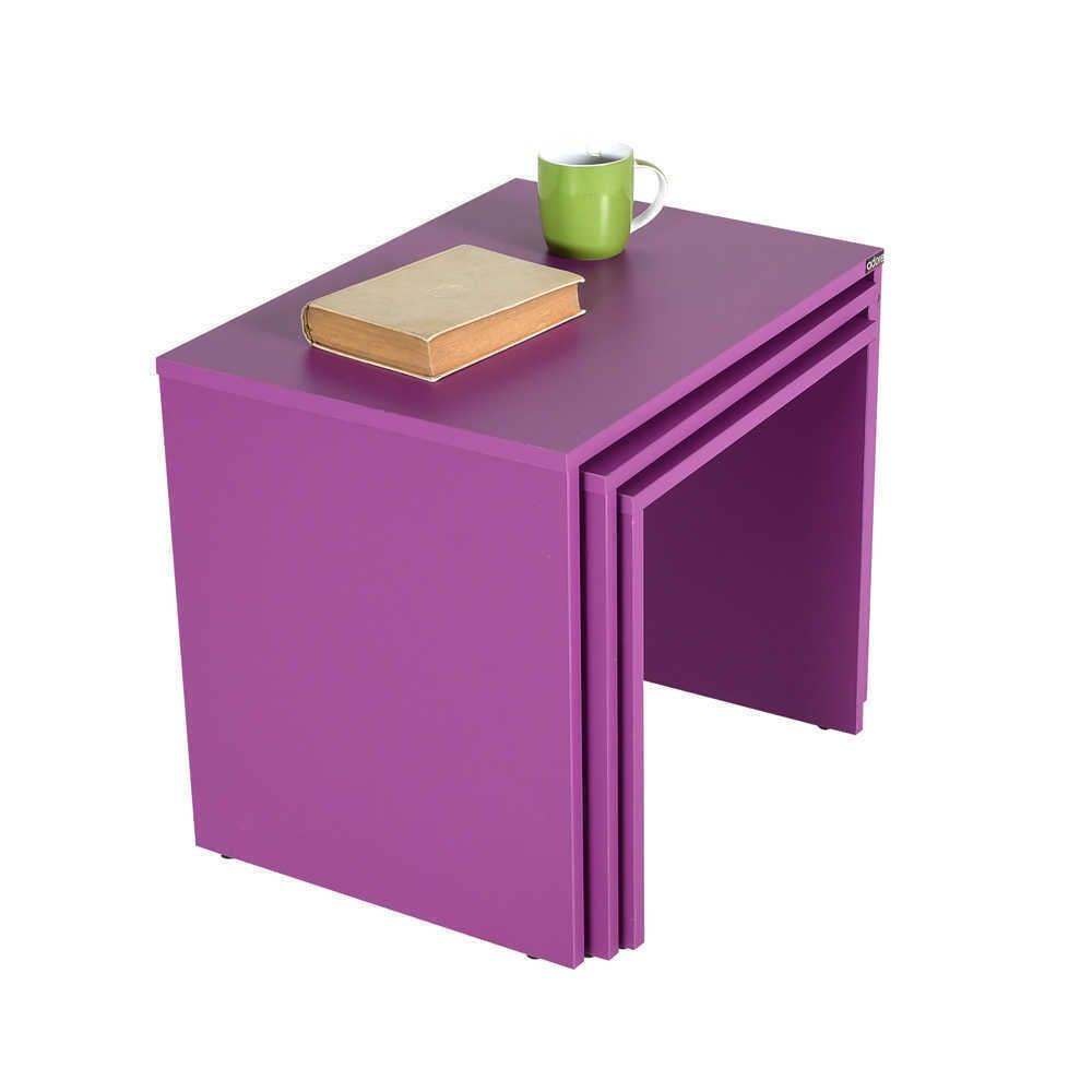 Set 3 Masute Cafea Zigon SHP-103-PP-1 Home Collection®, 55x47x40 cm - Mov | SKU: SHP-103-PP-1, SHP-103-YY-1, SHP-103-UU-1, SHP-103-HH-1, SHP-103-OO-1, SHP-103-TT-1, SHP-103-KK-1, SHP-103-FF-1