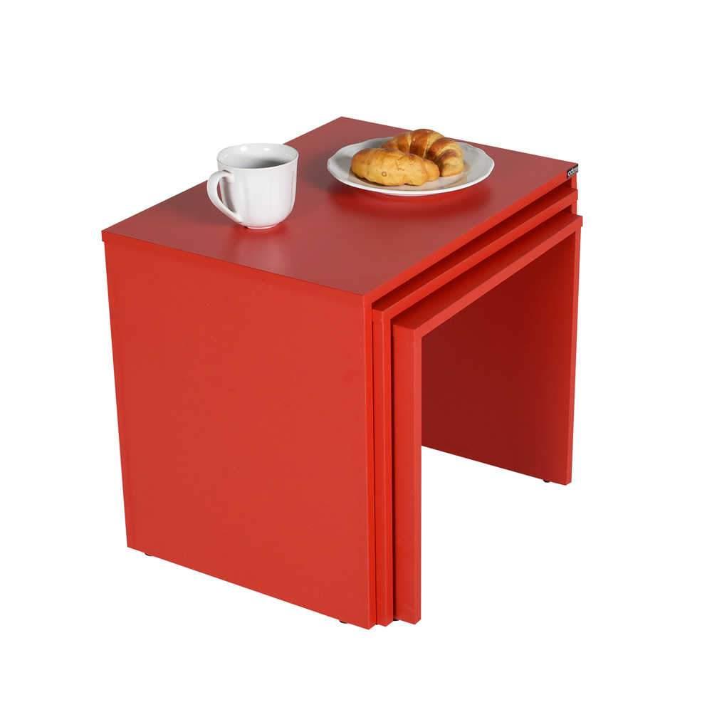 Set 3 Masute Cafea Zigon SHP-103-PP-1 Home Collection®, 55x47x40 cm - Rosu | SKU: SHP-103-KK-1