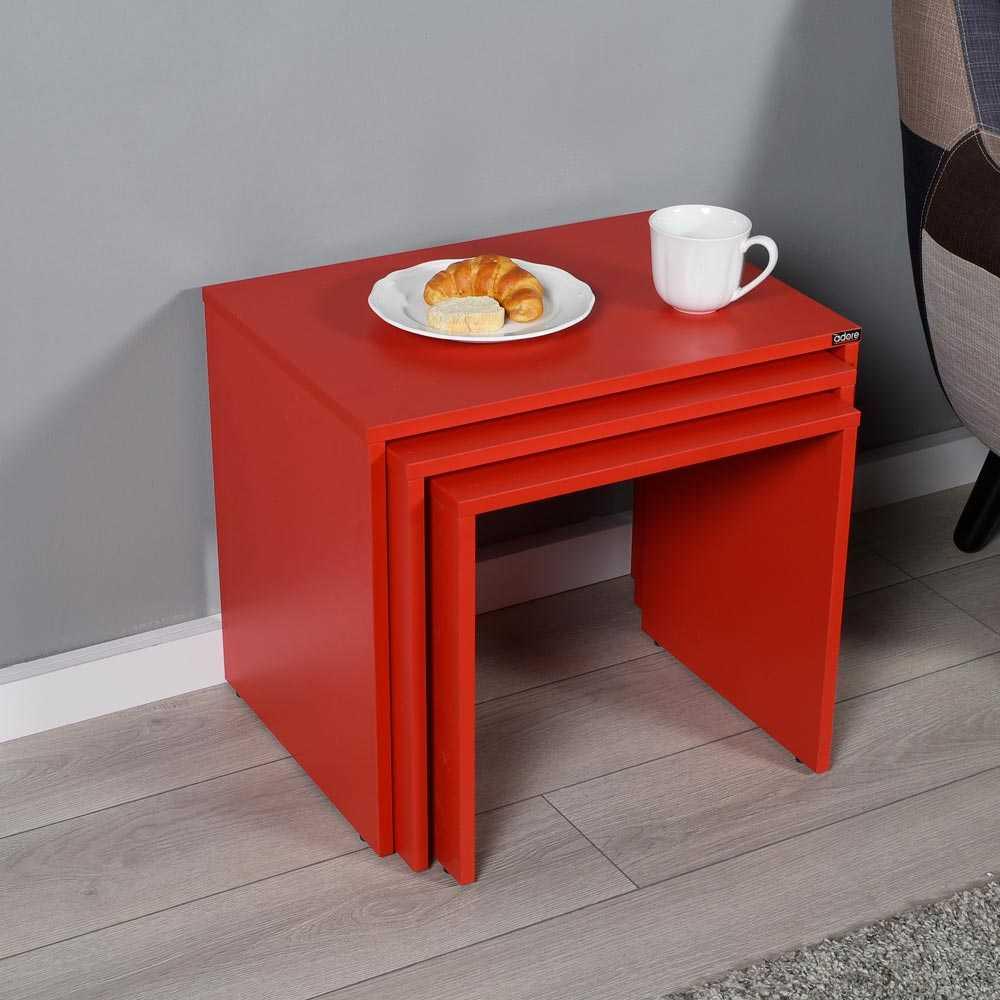Set 3 Masute Cafea Zigon SHP-103-PP-1 Home Collection®, 55x47x40 cm - Rosu | SKU: SHP-103-KK-1