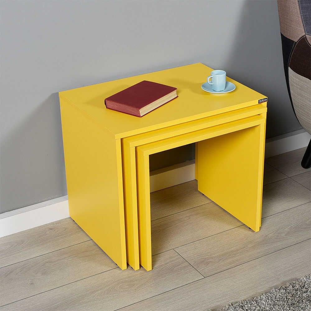 Set 3 Masute Cafea Zigon SHP-103-PP-1 Home Collection®, 55x47x40 cm - Galben | SKU: SHP-103-HH-1