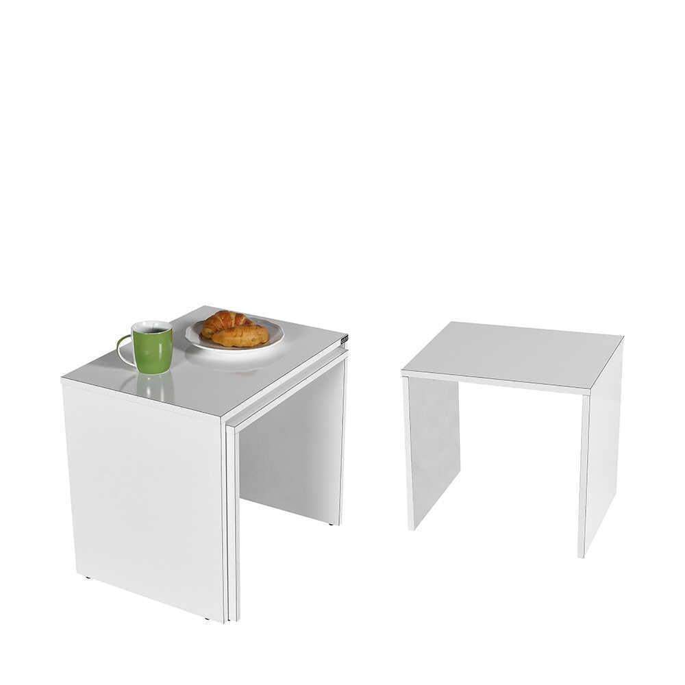 Set 3 Masute Cafea Zigon SHP-103-PP-1 Home Collection®, 55x47x40 cm - Alb | SKU: SHP-103-PP-1, SHP-103-YY-1, SHP-103-UU-1, SHP-103-HH-1, SHP-103-OO-1, SHP-103-TT-1, SHP-103-KK-1, SHP-103-FF-1