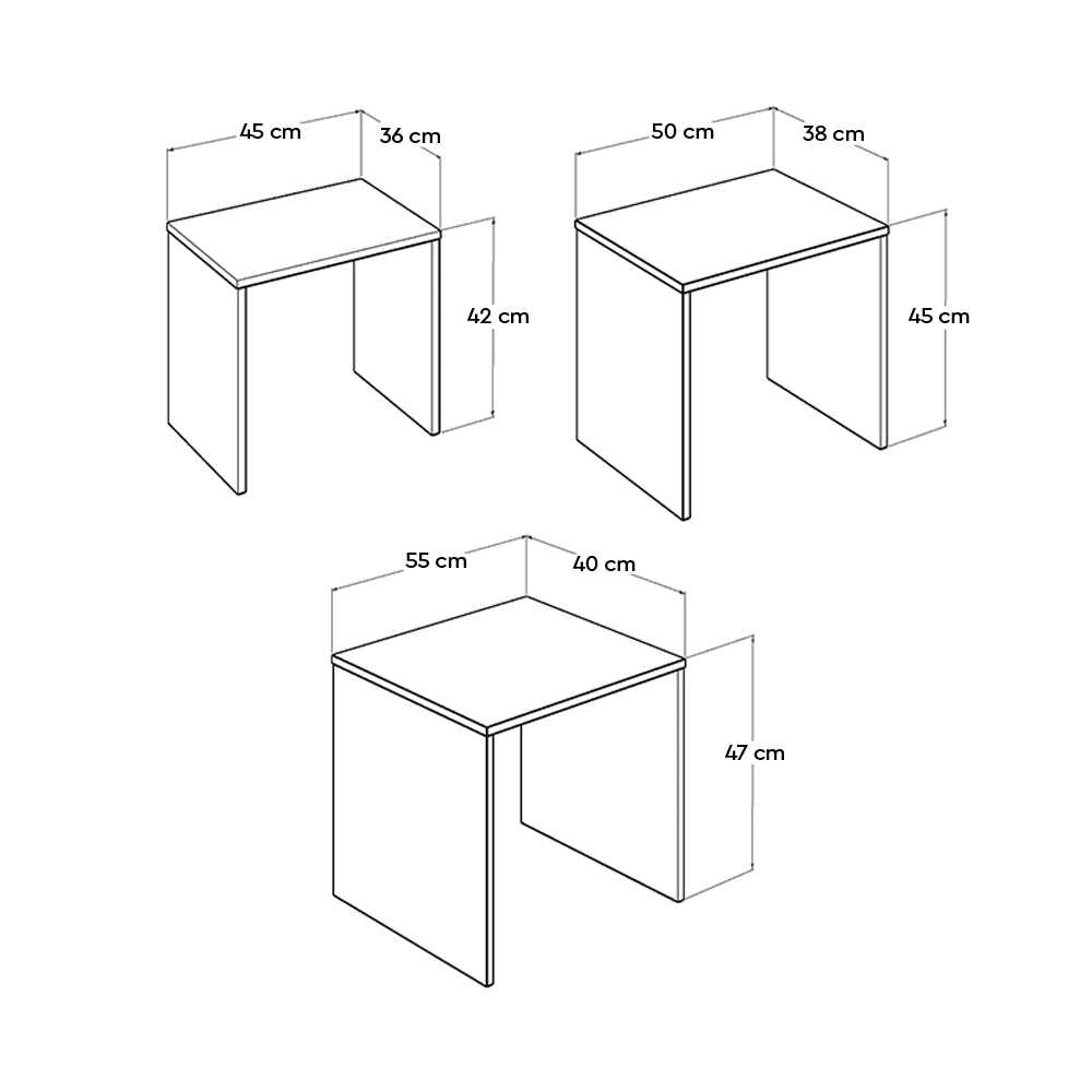 Set 3 Masute Cafea Zigon SHP-103-PP-1 Home Collection®, 55x47x40 cm - Stejar | SKU: SHP-103-FF-1
