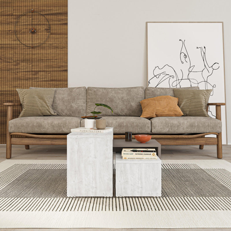 Set 3 masute Kantar, Alb, 65x30x39 cm
