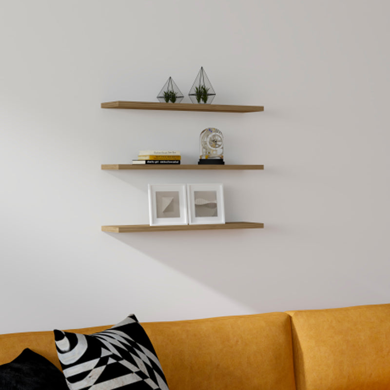 Set 3 rafturi de perete Edna, Melamina, 60x14 cm - Nuc