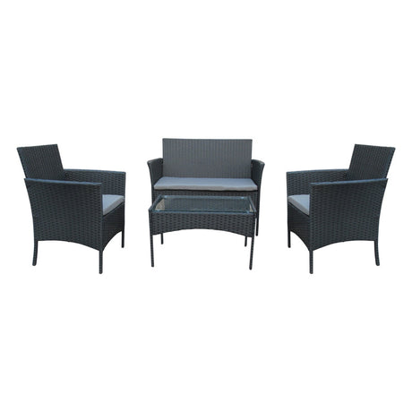Set 4 buc masa si scaune de gradina Calmness, Negru, 104x55x79 cm