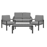 Set 4 buc masa si scaune de gradina Mabudu, Gri, 118x64x100 cm