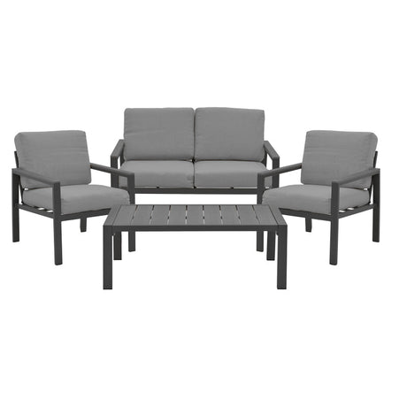 Set 4 buc masa si scaune de gradina Mabudu, Gri, 118x64x100 cm
